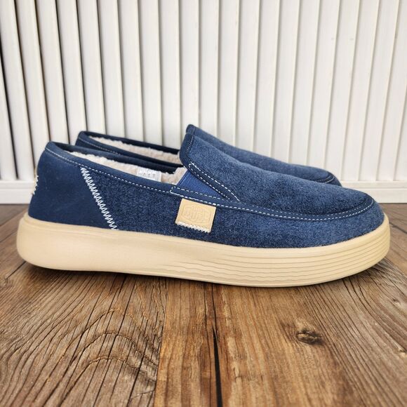 Hey Dude Sunapee M Warmth Navy Men\'s 9 Blue Slip On Faux Fur Lined Loafers Shoes main image 5